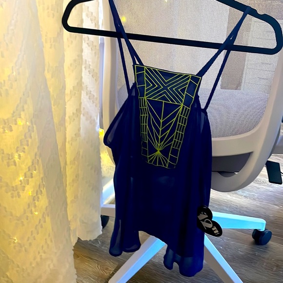 Blue and neon green tank top - Picture 1 of 5